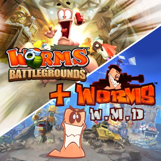 Worms Battlegrounds + Worms W.M.D for playstation